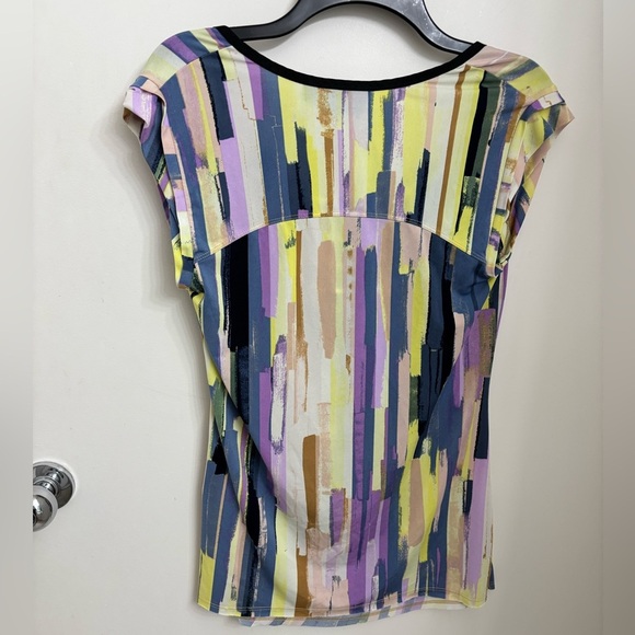 Simply Vera Vera Wang Purple and Yellow Ruched Blouse - Picture 2 of 12